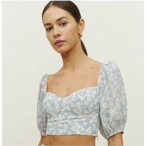 NWT Reformation Sinead Crop Top in Blue Floral